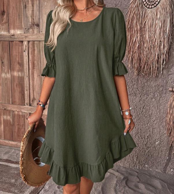 Большие размеры Повседневные свободные платья средней длины для женщин Летние элегантные винтажные платья А-силуэта Женские платья из хлопка и льна