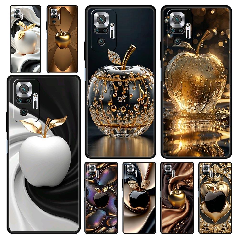 Happy Black Apple Phone Case Cover for Redmi 14C 10C Note 15 14 13 12 10 11 K40 Pro Plus 5G Shockproof Soft TPU Shell Funda Bag