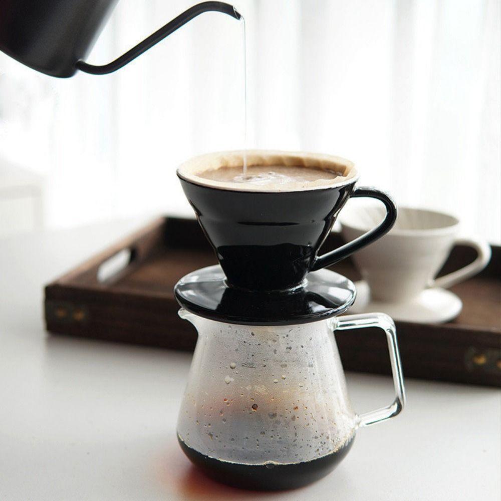 Flat Bottom Pour Over Coffee Filter Reusable Cone Drip Holder Ceramic Coffee Dripper Office
