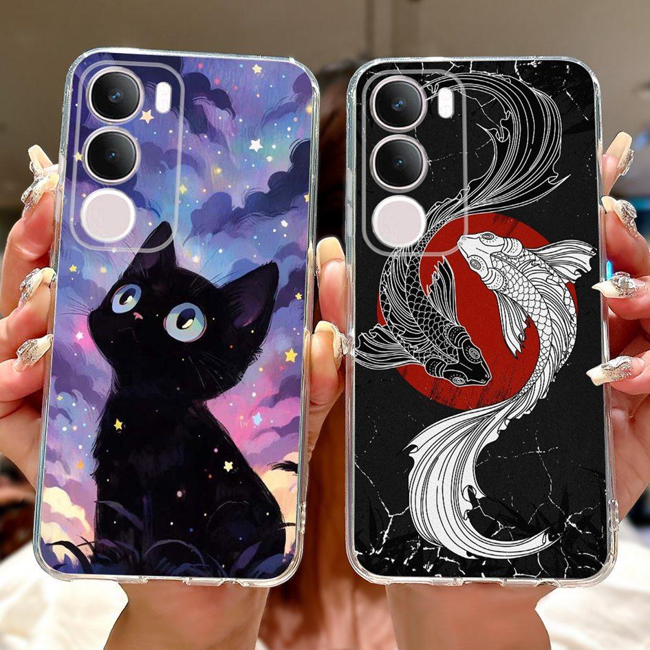 Silicone Case For Vivo Y19s V2419 Cover Lovely Cat Butterfly Cartoon Soft Back Protective Shell For Vivo Y19s 4G Y 19s TPU Coque