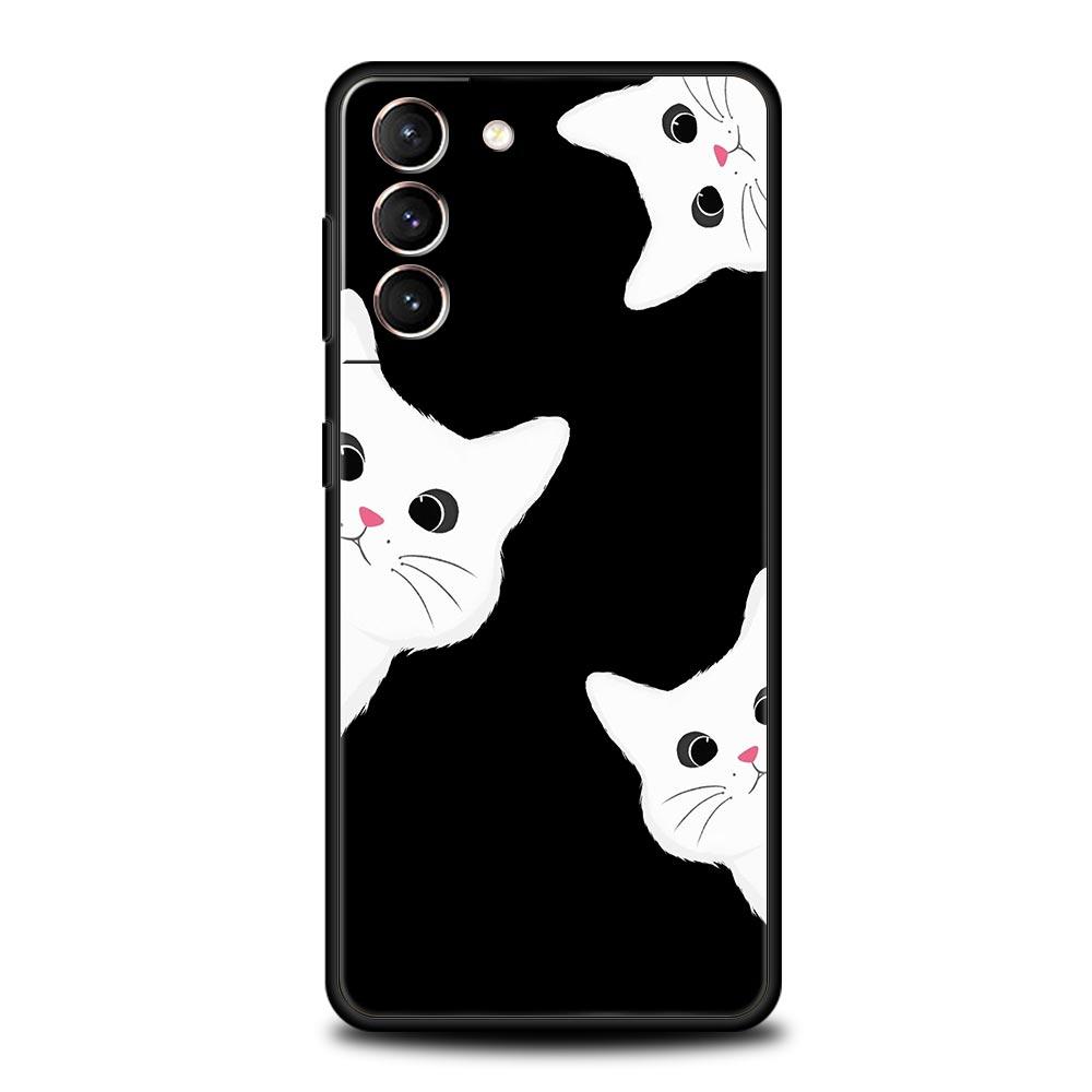 Милый Чехол для Телефона с Кошкой для Samsung Galaxy S24 S23 S22 S20 Ultra S21 FE 5G S10 S9 Plus S10E S8 Мягкий Силиконовый Чехол