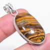 Natural Tiger Eye Gemstone 925 Sterling Silver Jewelry Pendant 1.97" O3c85