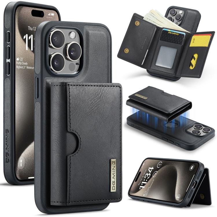 DG.MING M6 Series RFID Tri-fold Card Bag Removable Leather Phone Case