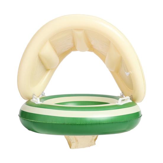 yangyizhi Baby Swim Ring with Canopy, Inflatable Striped Pool Float for Toddler Boys Girls, UV Sun Protection Swimming Safety Seat, Handle
