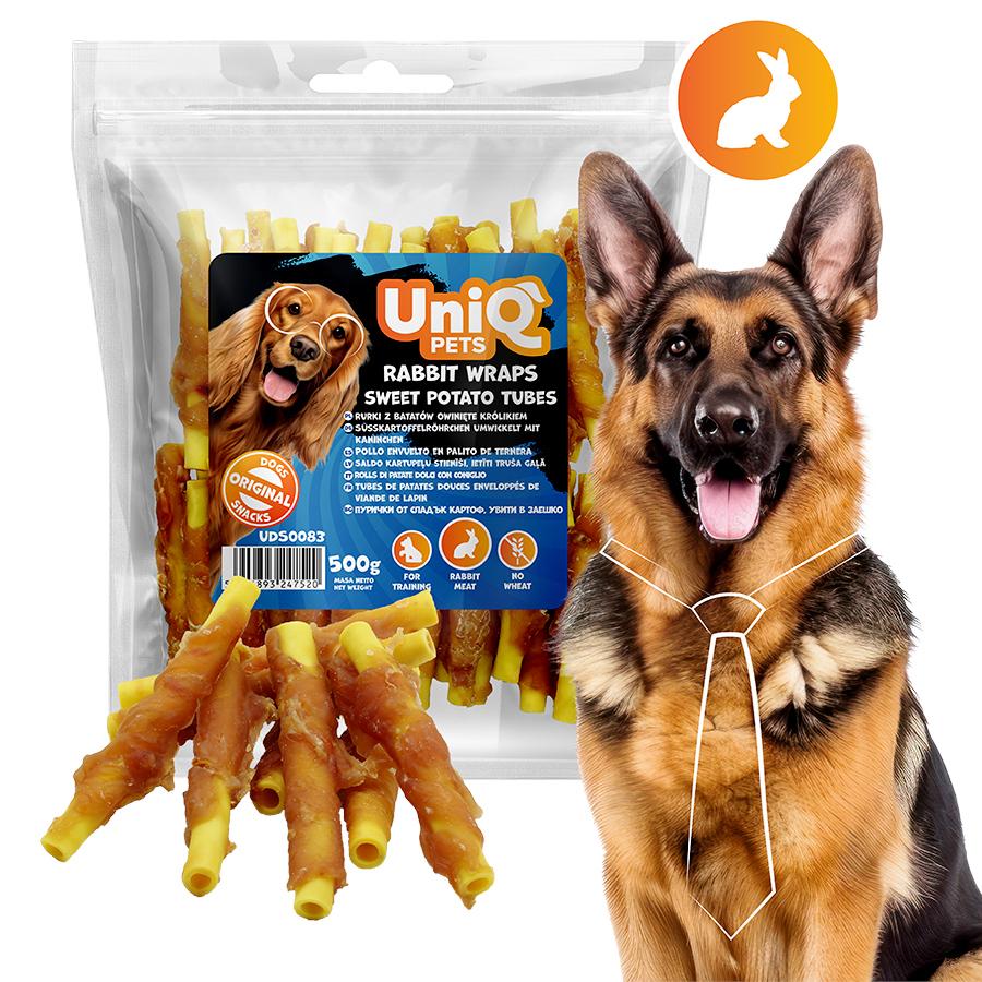 Przysmak Dla Psa Rurki Z Batatów Owinięte Królikiem Uniq Pets 500G