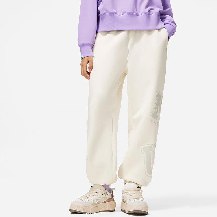 Li Ning Disney Collaboration Series Letter Mid Waist Cuffs Knit Sports Брюки женские брюки Off-White AKLT816-2