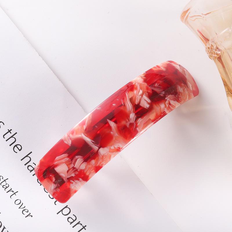 Korean Trendy Acetate Plaid Hair Clip - Colorful Curved Design for Bangs