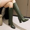 Женские сапоги на высоком каблуке, модный темперамент, осенне-зимние новые сапоги большого размера на толстом каблуке, однотонные, среднего размера