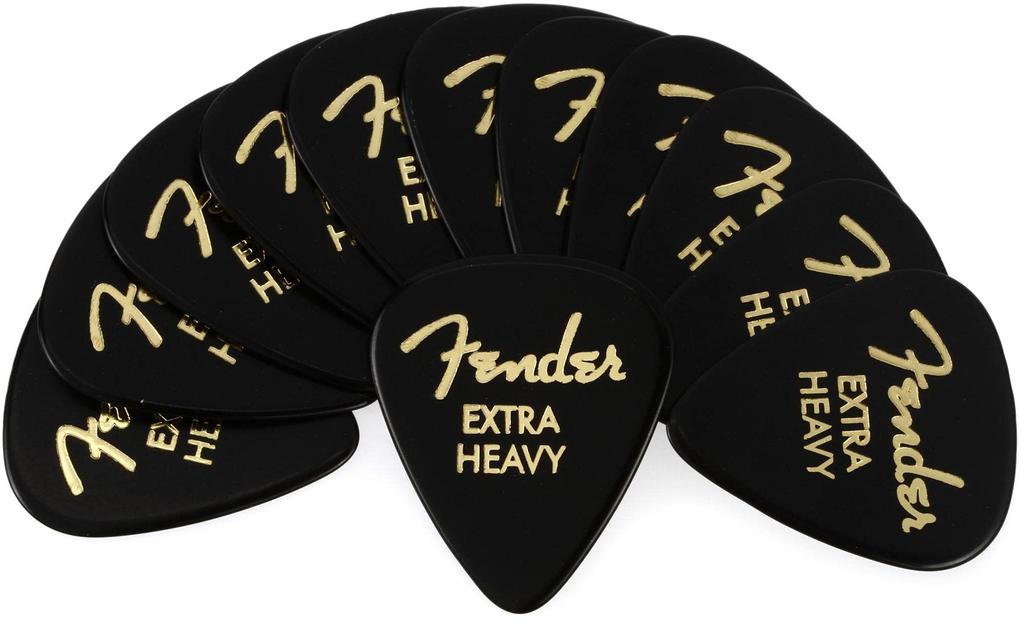 Fender Classic Celluloid Pick 351 Shape Extra Heavy 12 Pack Black