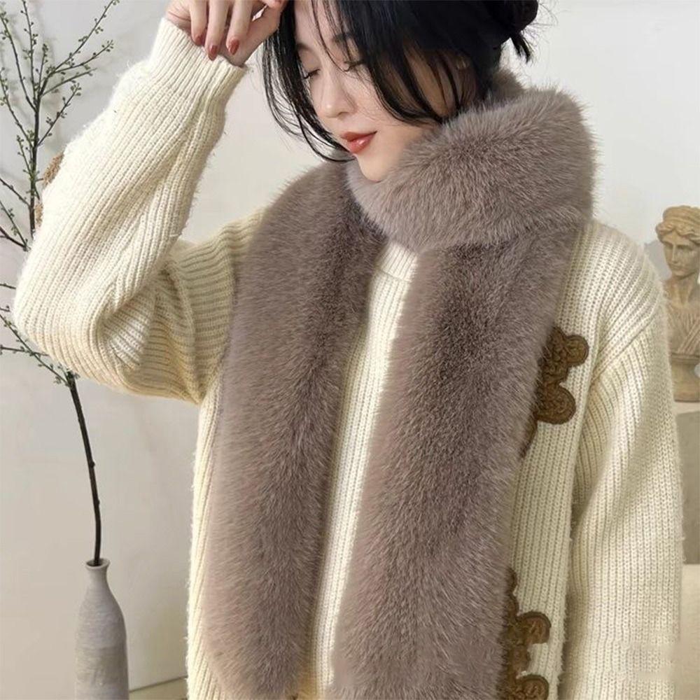 Fashionable 180cm Fake Fur Long Scarf Soft Plush Thick Long Strip Scarf Fur Decor Luxury Wraps Shawl Party Ladies Neck Warmer