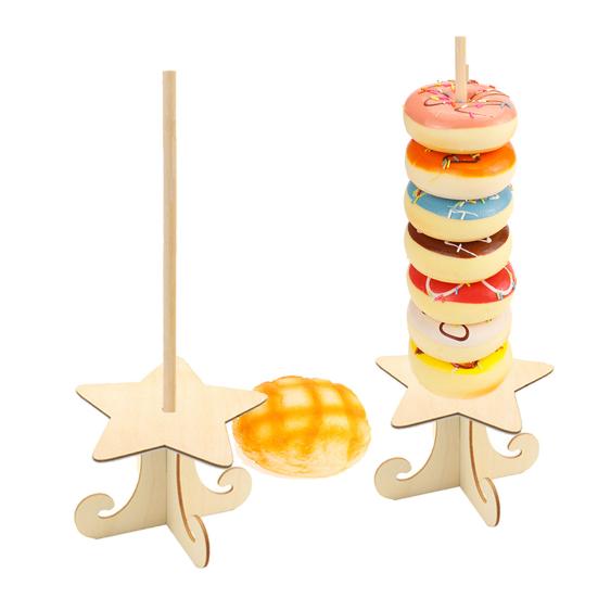 1 комплект подставки для пончиков креативной формы многоразовые гладкие края без заусенцев широкое применение простая сборка деревянная пищевая подставка для десертных пончиков для пекарни