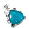 Blue Amber Handmade 925 Sterling Silver Jewelry Pendant 1.89" Z6y24