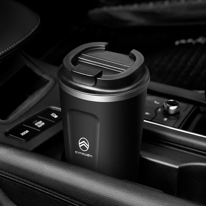 AQE3 380ml Coffee Cup Car Emblem Thermos Mug Travel Tumbler For Citroen C4 C3 C5 C5X e-C4 X e-C3 C-Elysee Berlingo C1 C6 C2 C-Crosser