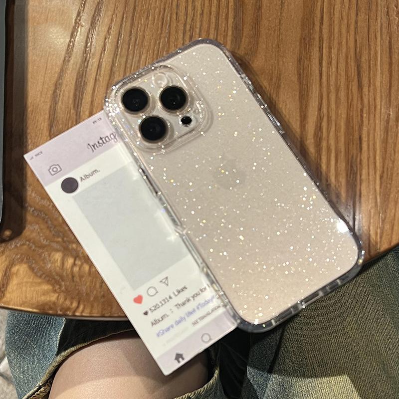Роскошный прозрачный чехол с блестками для iPhone 11 12 13 14 15 16 Pro Max X XR XS 7 8 Plus Mini Прозрачный противоударный бампер