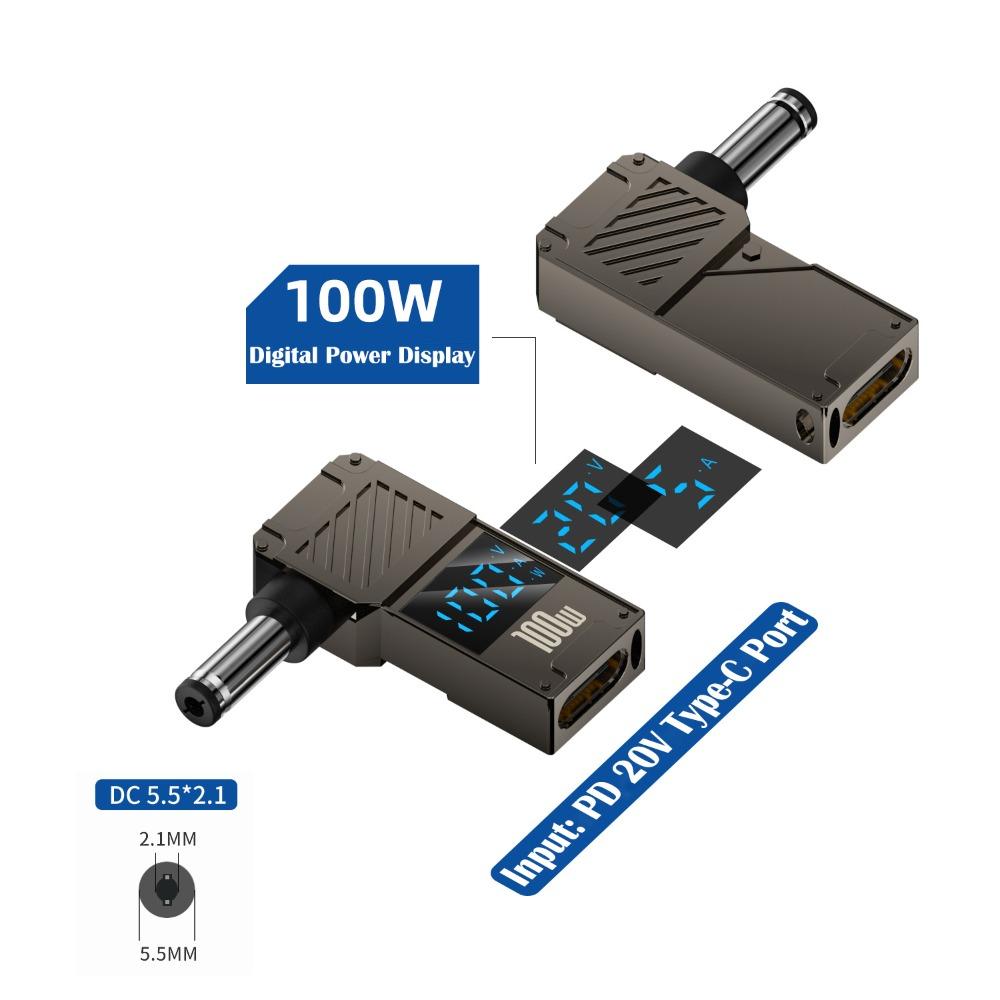 PD 100 Вт USB-C к DC Конвертер Цифровой дисплей Зарядное устройство для ноутбука Штекер для Lenovo/HP/Dell
