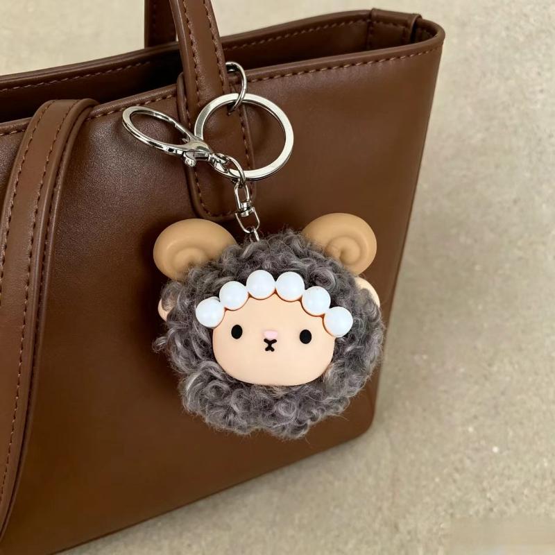Soft Fluffy Curly Sheep Plush Keychain Mini Stuffed Lamb Pendant Durable Bag Accessory for Travel Luggage Decor Small Gifts