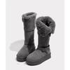 Sheepskin version thick-soled gray snow boots women's winter long tube velvet thickened warm high boots cotton shoes