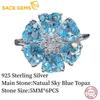 Sace Gems Кольца с натуральным небесно-голубым топазом 5 мм для женщин, стерлинговое серебро 925 пробы, свадебная вечеринка, фестиваль изысканных ювелирных изделий