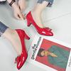 5cm Autumn New Women's Shoes Fashion Professional High Heels Black Red Shallow Mouth Comfortable Work Shoes34-40 Tacones Mujer