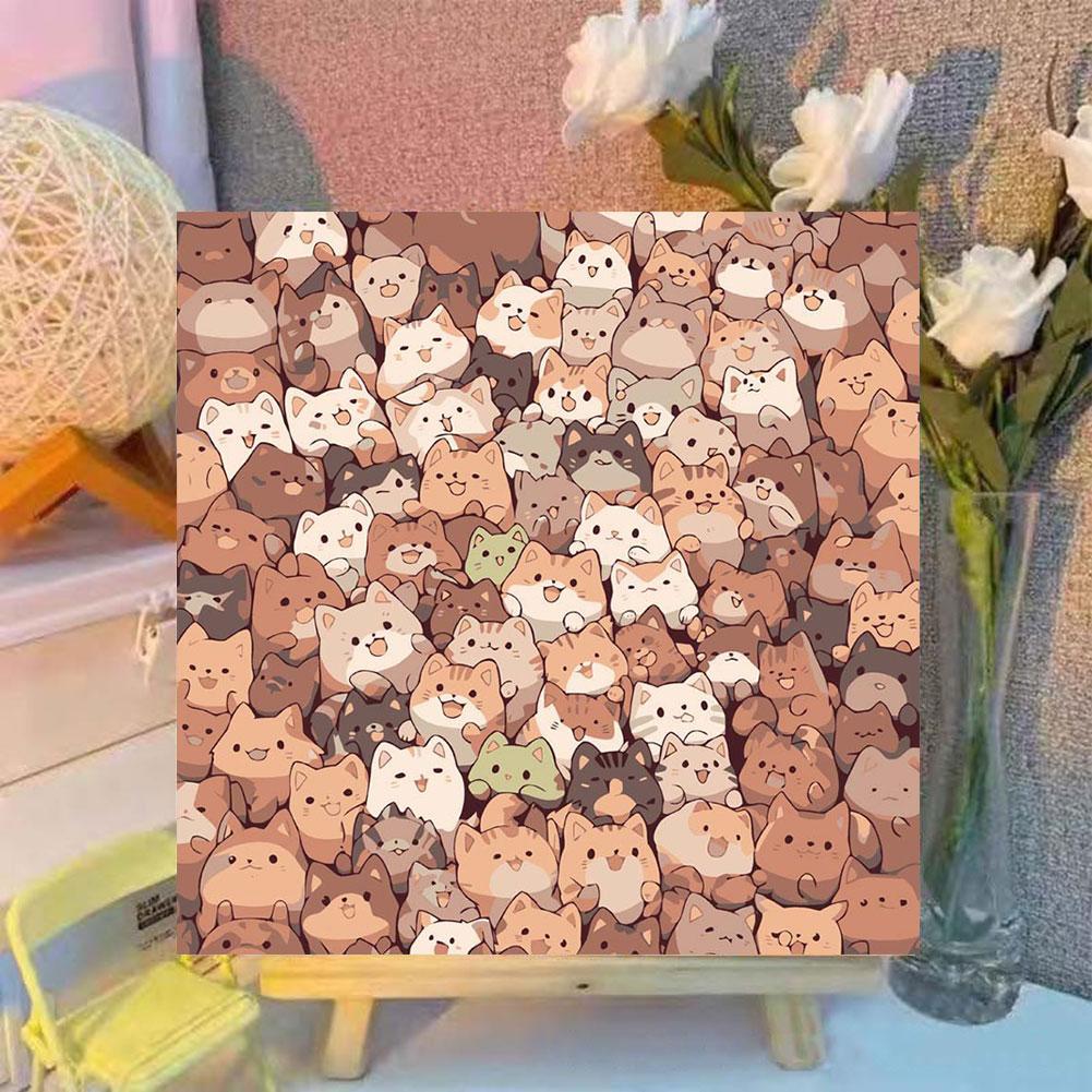 Creative Cute DIY Digital Oil Painting Cat Puppy Hand-painted Filled Oil Painting Patience And Concentration Training Home Decor