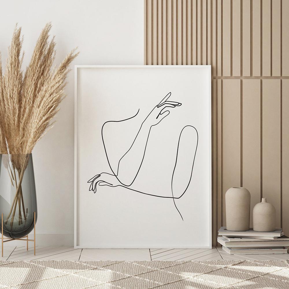 Скандинавские минималистичные черно-белые фигуры, линии искусства, сексуальная женщина, руки, тело, обнаженная стена, холст, картины, постеры, принты, декор для спальни