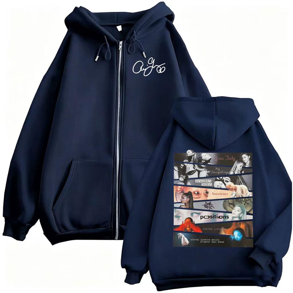 Ariana Grande Album Cover Zip Up Hoodies Men Women Fashion Aesthetic Sweatshirt Jacket Coats Casual Fleece Zipper Pullovers