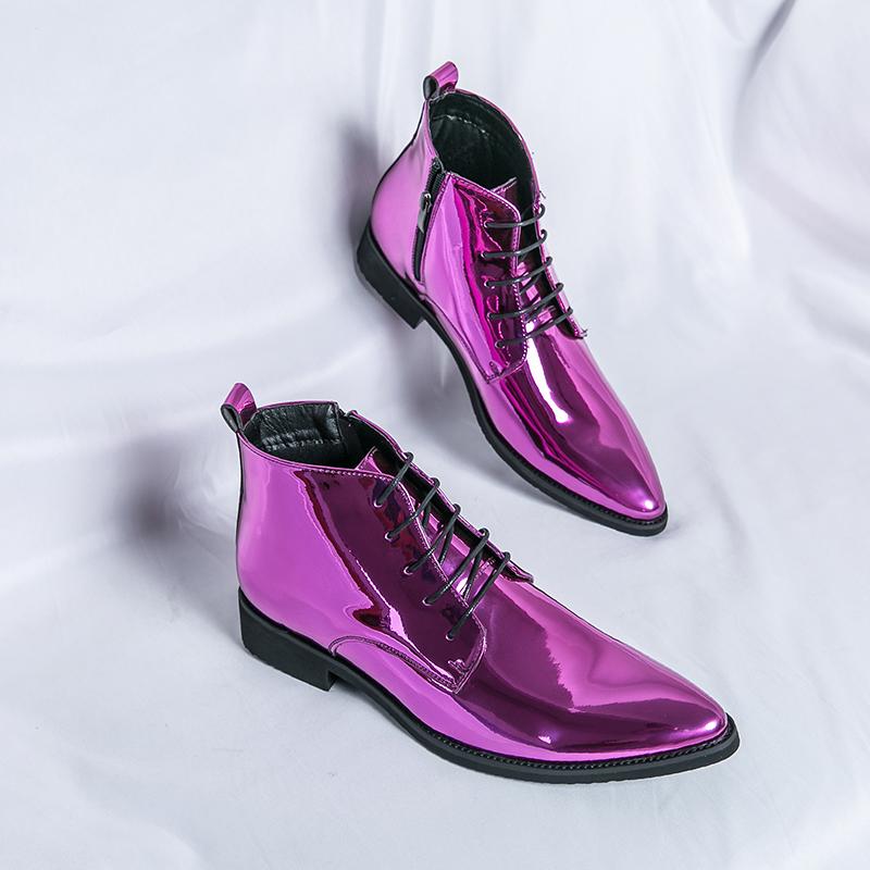 Luxury Brand Men's Glossy Formal Boots High-end Chelsea Boots Trendy Green Business Short Boots Men's Wedding Shoes