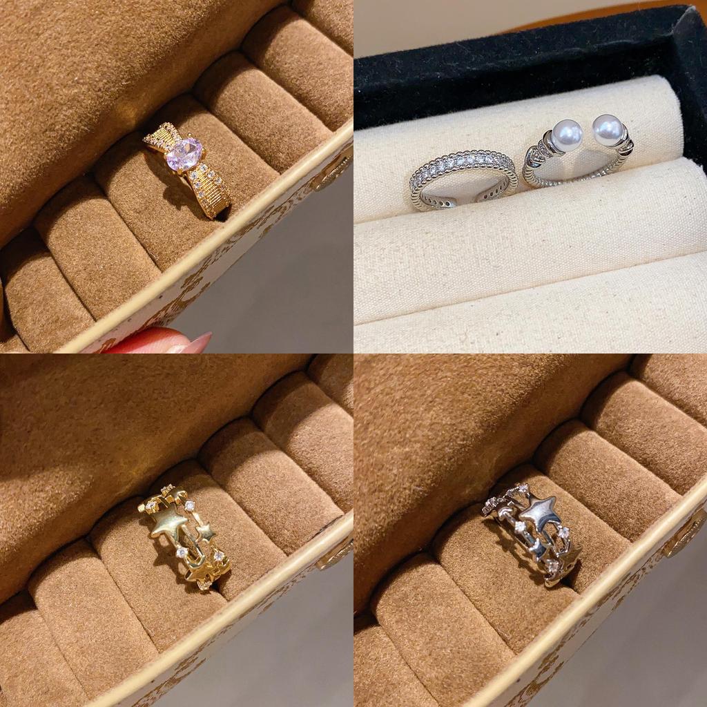 Simple Cz Zircon Feather Leaf Open Ring For Daily Office Wear
