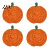 Crochet Pumpkin Cushion Handmade Coasters, Soft Polyester Coffee Mats, Heat Resistant Drink Mats Autumn Themed Farmhouse Dining Accessories