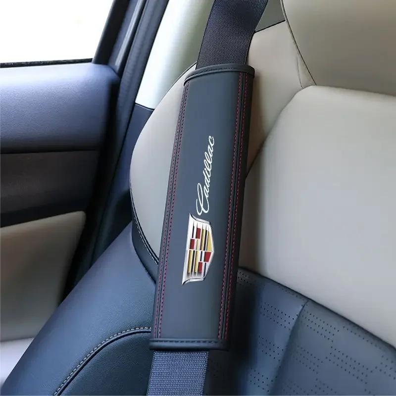 2 шт. Накладки на ремень безопасности с принтом логотипа, наплечники для Cadillac Escalade CTS CT5 XT5 XTS XLR BLS SLS STS ATS XT4 CT4