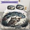 Dark Forest Owl Pattern Bedding uilt Set uilt Cover Pillowcase Home Decoration Birthday Gift (1 * duvet cover + 2 * pillowcase without core)