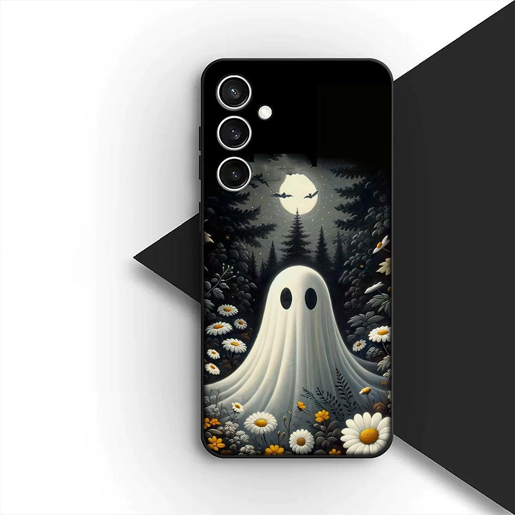 Чехол для телефона Little Ghost With H-Halloweens Pumpkin для Samsung Galaxy S25 S24 S23 FE Ultra Plus S7 Edge S25+ S23+ A56 5G