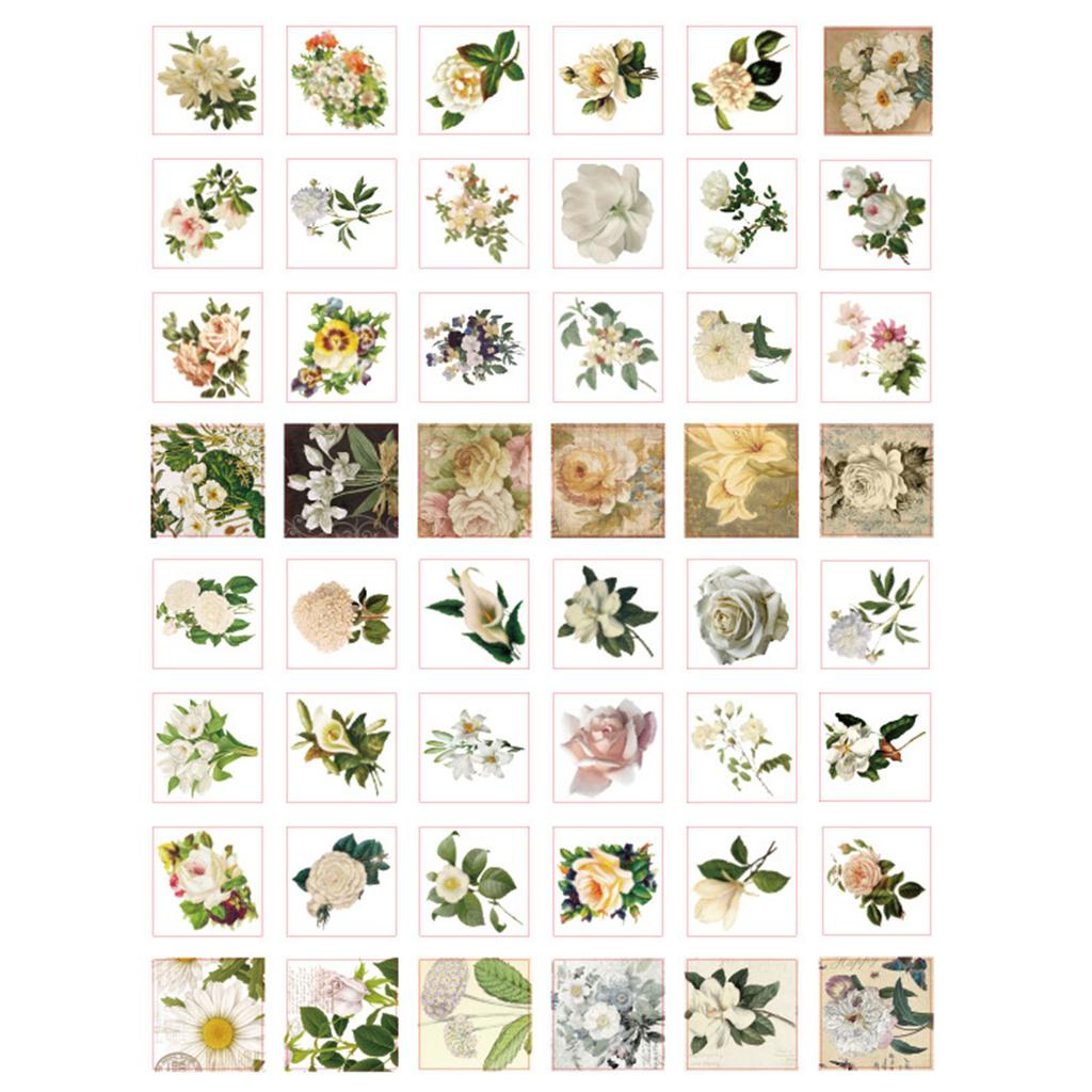 100PCS Handbook Decoration Stickers Flower Decorative Stickers DIY Theme Stickers for Diary Planner Scrapbook Type 2