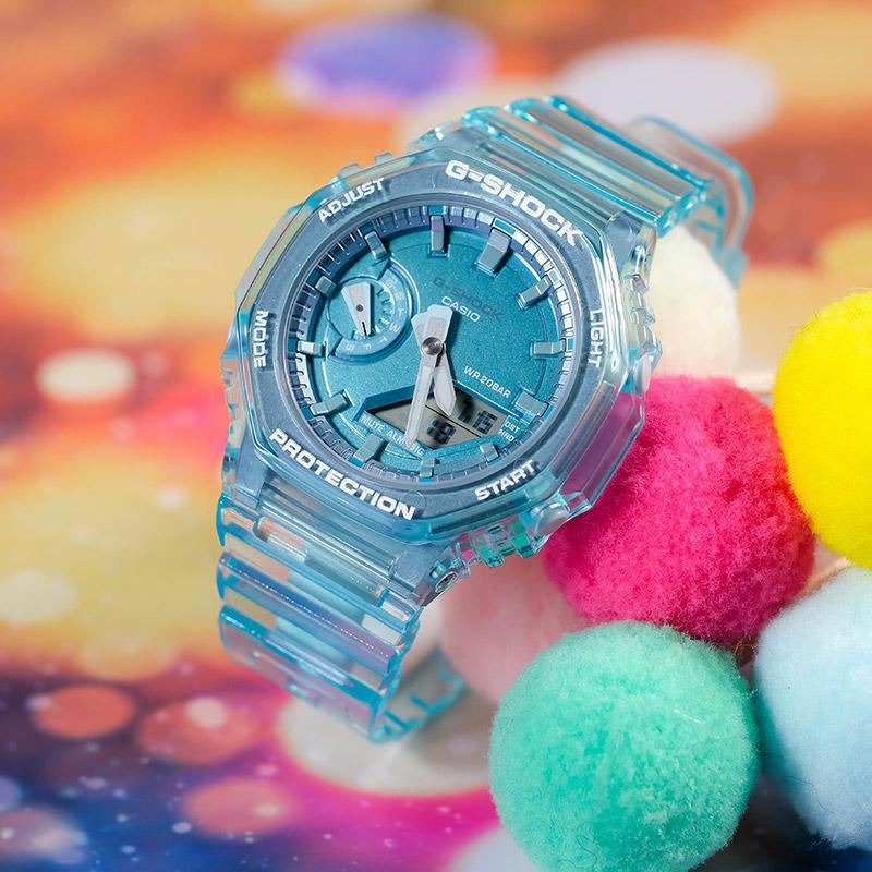 Casio G-SHOCK Серия Ice Tough Восьмиугольные Полупрозрачные Водонепроницаемые Механизм Кварцевый Механизм Ремешок из Смолы Японские и Корейские Часы GMA-S2100SK-2APR