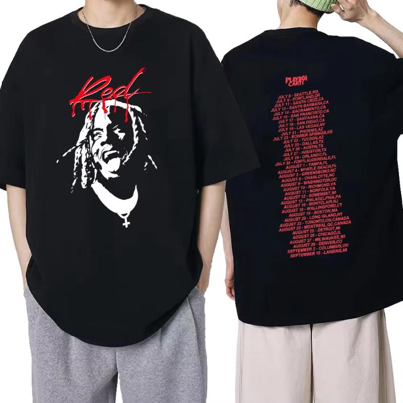 Playboi Carti Music Album Whole Lotta Red Print Tshirt Unisexs Clothes Vintage Rapper Hip Hop T Shirt Summer Casual Gothic Tops