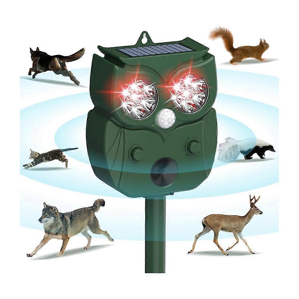 Ultrasonic Animal Repeller,Motion Detection LED Flash Light,Solar Animal Repellent for Dog Fox Rabbit Raccoon Squirrel