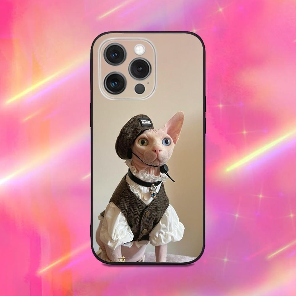 Sphynx Sphinx Cat Phone Case For iPhone 16,15,14,13,12,11,Pro,Max,Plus,X,XS,XR,SE,8,7,Mini,Soft Silicone Black Case