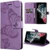 Case - BOOLING - for Samsung Galaxy S22 Ultra - Synthetic Leather - Purple - Butterfly Pattern