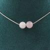 Stones and Minerals. Necklace 2 Pearls Rose Quartz 8 Mm Stainless Steel Chain Necklace Women, Men. Customizable Size.