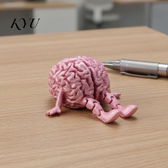 Articulated Action Figure 3D Printed Brain Figurine with Limbs, Realistic Human Model for Medical Student Accessory Desk Decor, Creative Desktop