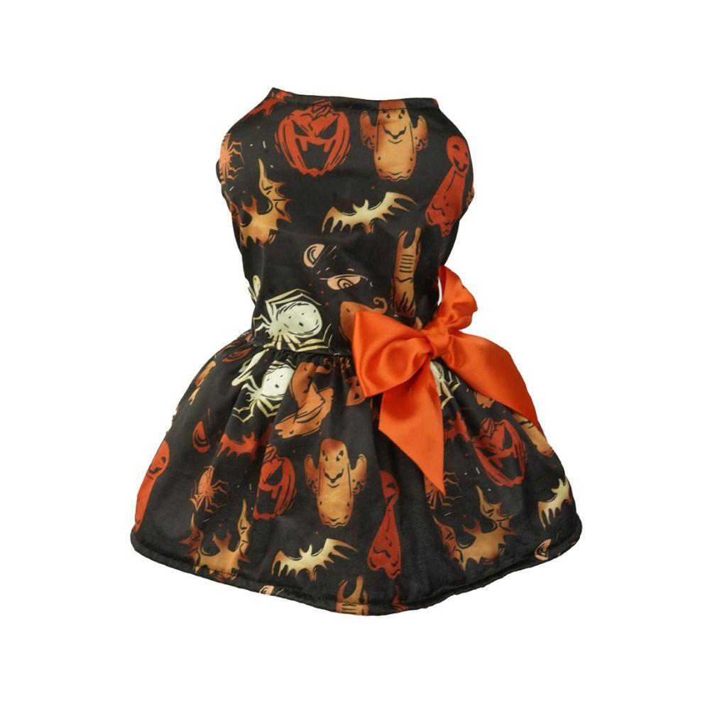 Декоративная одежда для собак на Хэллоуин из полиэстера, мягкое дышащее платье для собак в виде тыквы, платье для собак в виде летучей мыши с рисунком в виде черепа/тыквы, праздничная вечеринка