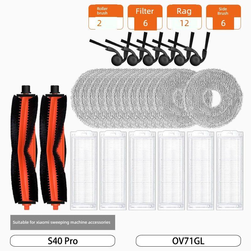 Compatible with Xiaomi S40 Pro Robot Vacuum Cleaner Ov71Gl Accessories: Side Brush, Filter, Mop, Cleaning Fluid, Consumables