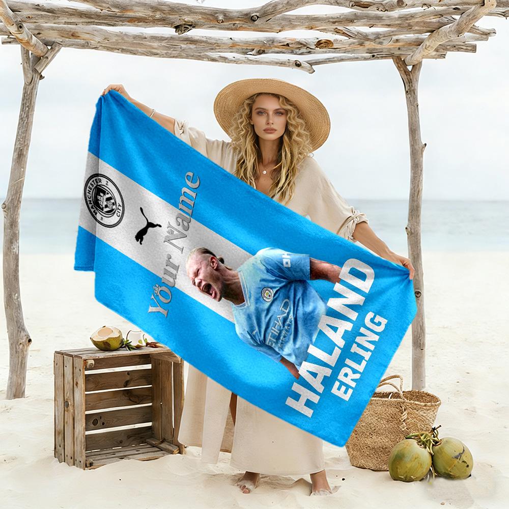 Haaland Customizable Name Beach Towel High Absorbency Quick-Dry Portable for SwimmingBeachCamping Travel Beach AccessoriesGym