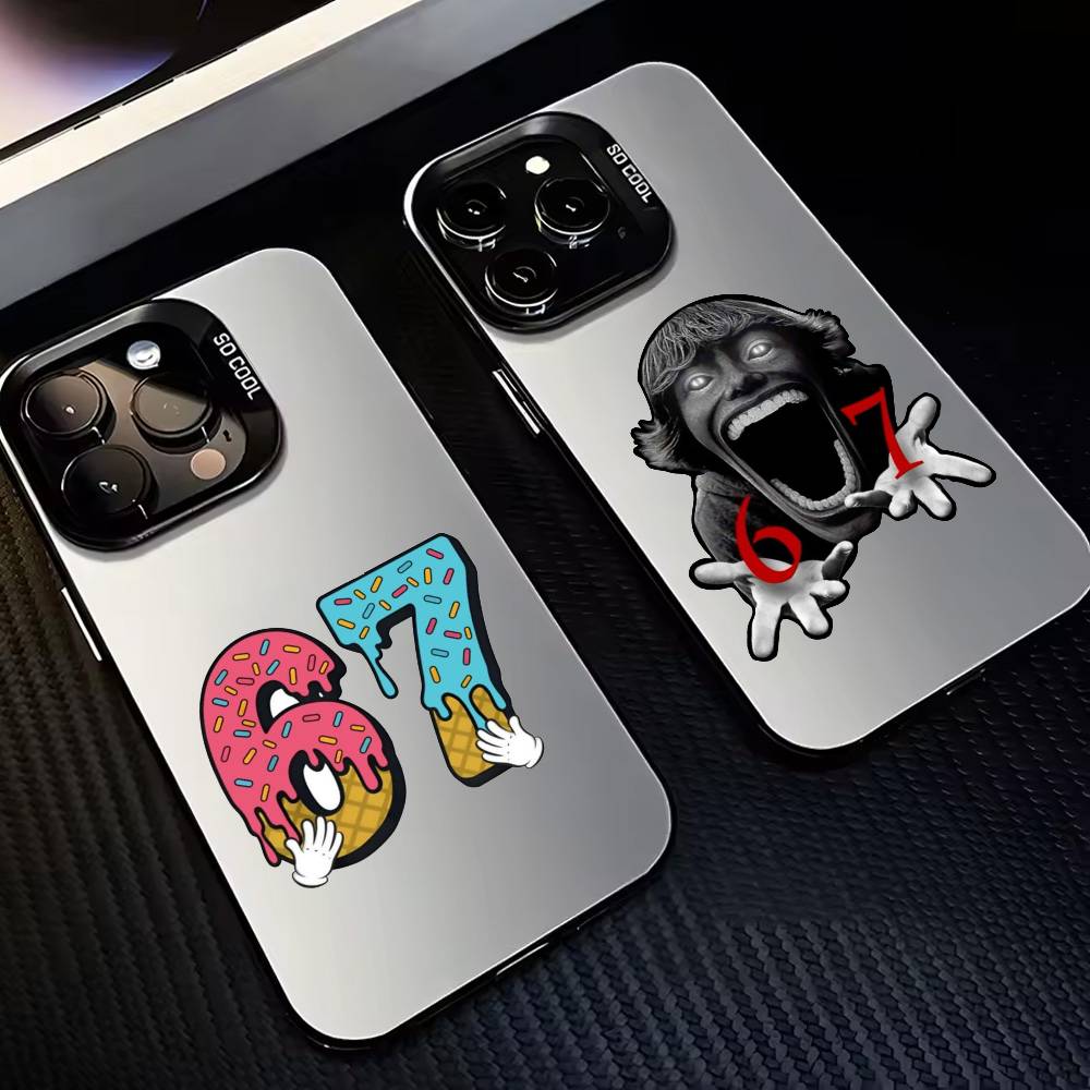 67 S-SIX-X S-SEVEN-N арт Чехол для телефона Для iPhone17,16,15,14,13,12,11 Plus,Pro Max Черный Конфетный серебристый чехол для телефона