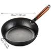 Wooden Handle Hammered Iron Wok Uncoated Cooking Pot Durable Hammered Frying Pan  Breakfast