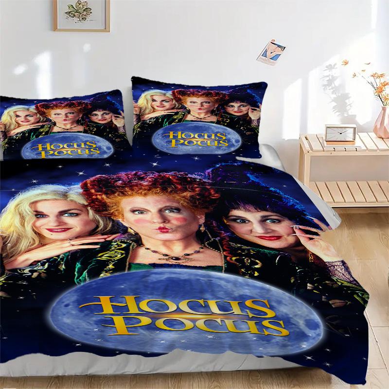 Hocus Pocus Magic Night Print 3Pcs Bedding Setduvet Cover With 2 Bedropillowcase Home Birthday Gift