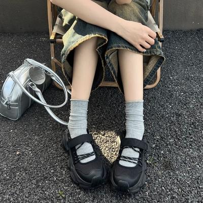 Сандалии на толстой подошве с увеличением высоты женские 2025 лето новые полые сетчатые дышащие на липучке повседневные спортивные папины кроссовки