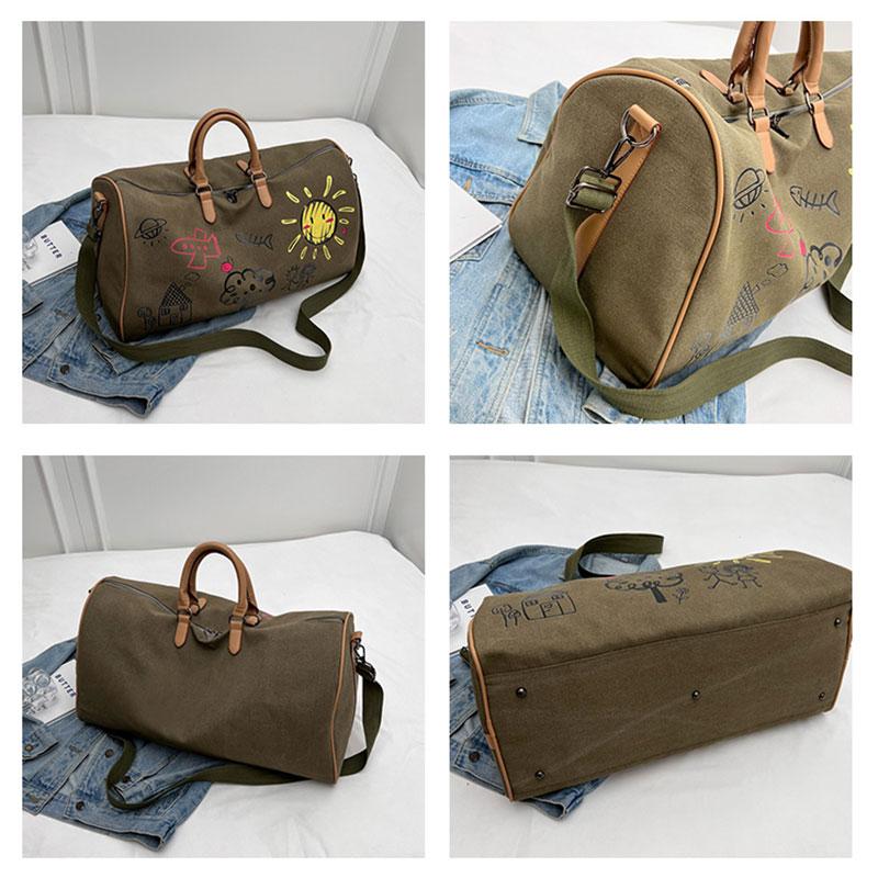 Canvas Luggage Bag for Women Large Capacity Fashion Student Dormitory Storage Bag Female Travel Boarding Handbag Carry On Bag