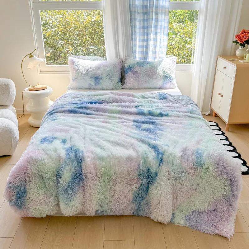 2025 New High Gram Weight Mink Fleece Blanket Long Hair PV Fleece Flannel Double Fabric Quilt Cover Blanket