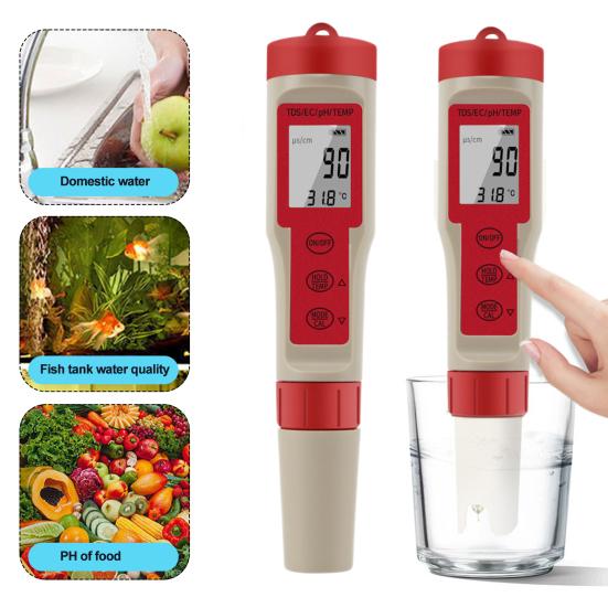 Детектор качества воды PH-метр Высокоточный высокоточный дизайн подсветки Легко читаемый Автоматический EC-тестер PH воды с ATC